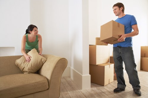 Organised boxes and furniture prepared for short-term storage in Cambridgeheath